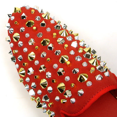 FI-7418 Red Suede Gold Silver Studs Fiesso by Aurelio Garcia Mens Sandals