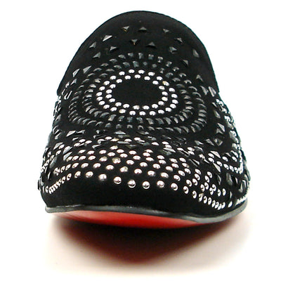 FI-7420 Black Suede Black Silver Rhinestones Fiesso by Aurelio Garcia Sandals