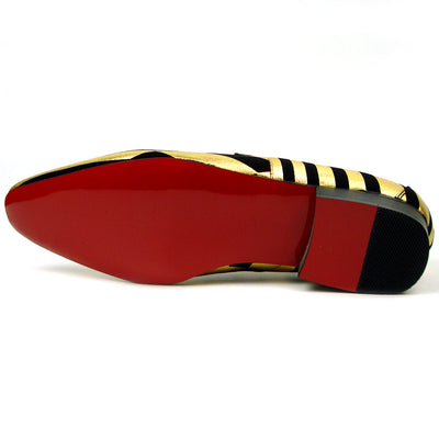 FI-7429 Black Gold Stripe Slip on Loafer Fiesso by Aurelio Garcia