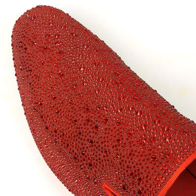 FI-7525 Red Suede Rhinestones Slip on Loafer Fiesso by Aurelio Garcia