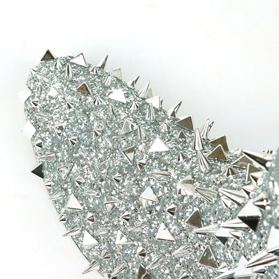 FI-7527 Silver Glitter Silver Spikes Boot Fiesso by Aurelio Garcia
