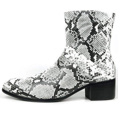 FI-7540 Black & White Sneake Print Boot Fiesso by Aurelio Garcia