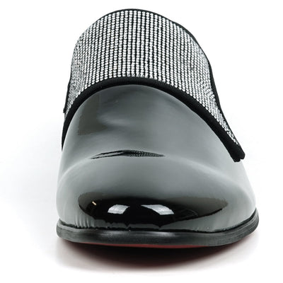 FI-7549 Black Patent Rhinestones Slip on Loafer Fiesso by Aurelio Garcia