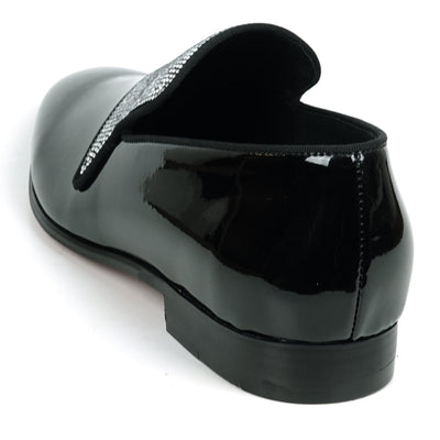 FI-7549 Black Patent Rhinestones Slip on Loafer Fiesso by Aurelio Garcia