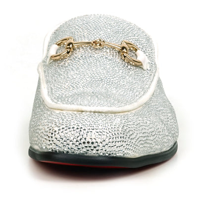 FI-7551 White Suede Rhinestones Sandal Fiesso by Aurelio Garcia
