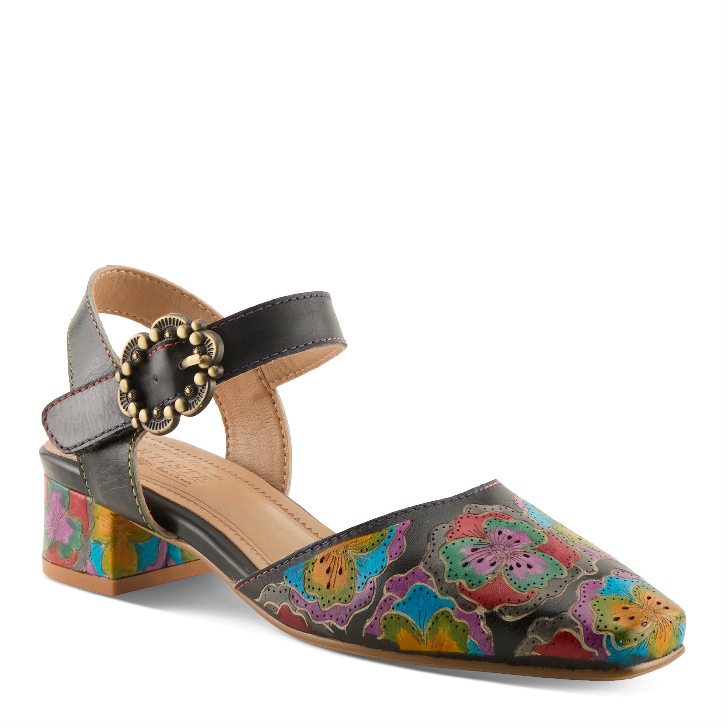 L'Artiste L'ARTISTE FUNFERBIZ SHOES shoe in blue multi with handcrafted leather design