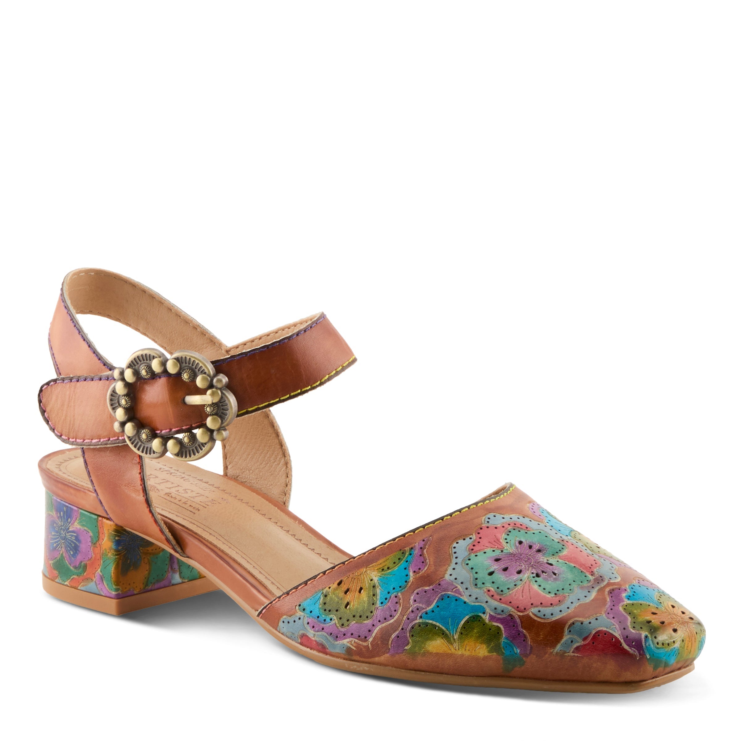 L'Artiste L'ARTISTE FUNFERBIZ SHOES shoe in blue multi with handcrafted leather design