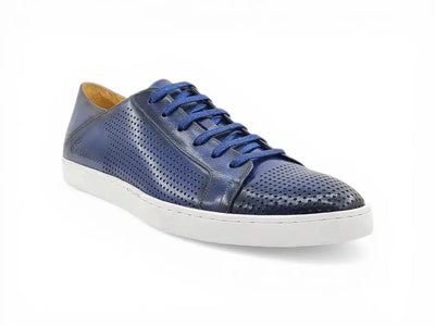 Carrucci Shoes Fashion Lace Up Perforated Calfskin Sneaker Leather Patina view 6