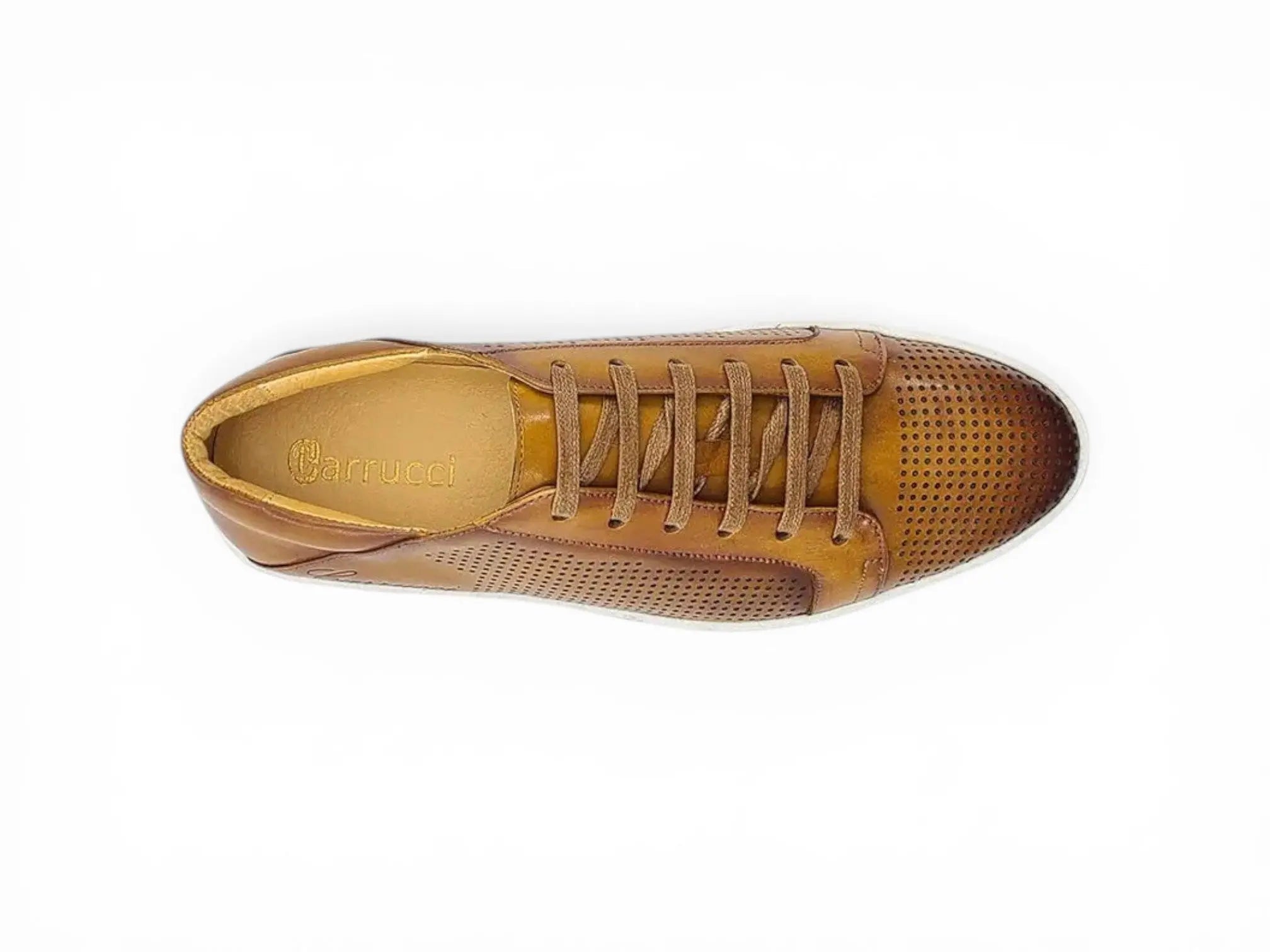 Carrucci Shoes Fashion Lace Up Perforated Calfskin Sneaker Leather Patina view 9