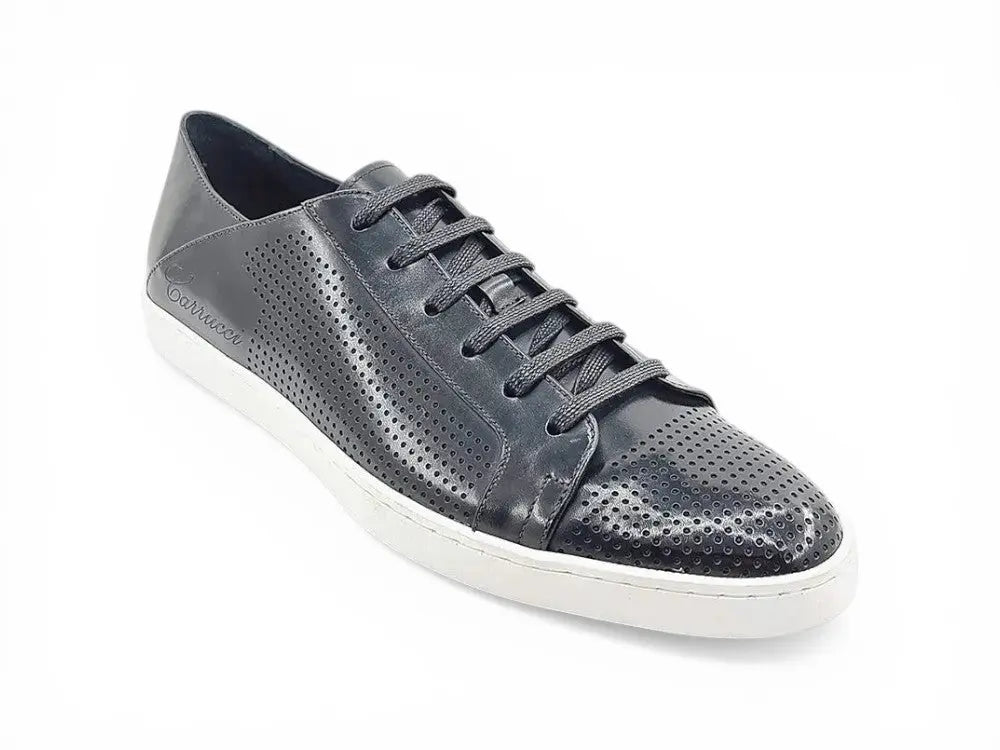 Carrucci Shoes Fashion Lace Up Perforated Calfskin Sneaker Leather Patina view 10