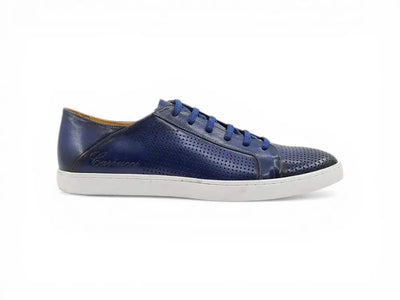 Carrucci Shoes Fashion Lace Up Perforated Calfskin Sneaker Leather Patina view 13