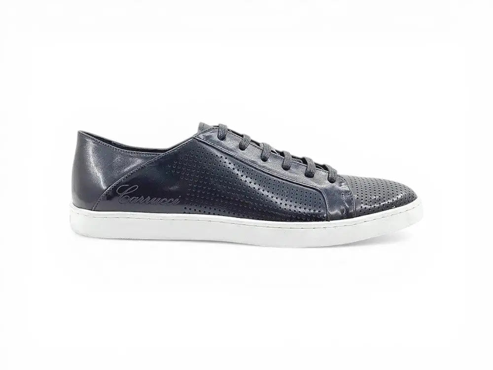 Carrucci Shoes Fashion Lace Up Perforated Calfskin Sneaker Leather Patina view 15