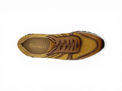 Carrucci Shoes Fashion Sneaker Calfskin Leather And Canvas Inlay Design view 8