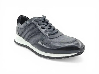 Carrucci Shoes Fashion Sneaker Calfskin Leather And Canvas Inlay Design view 15