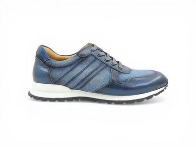 Carrucci Shoes Fashion Sneaker Calfskin Leather And Canvas Inlay Design view 9