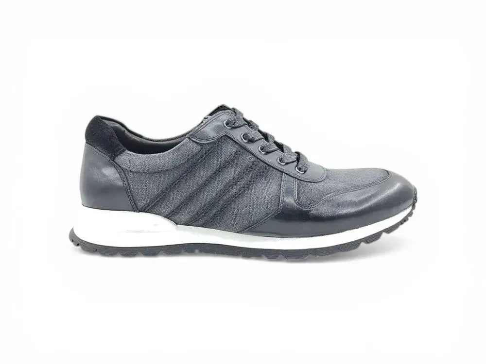Carrucci Shoes Fashion Sneaker Calfskin Leather And Canvas Inlay Design view 13