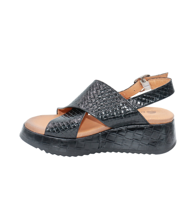 Eric Michael Fawna Braided Leather Wedge Sandal