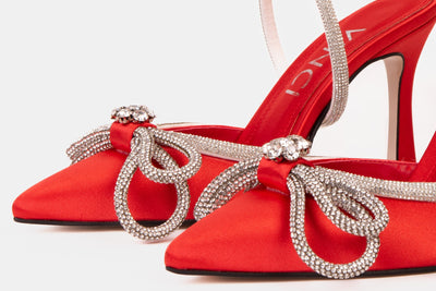 The Floransa Red Leather Pointy Toe Ankle Strap Women Sandal Final Sale!