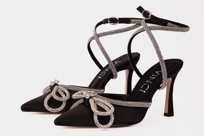 The Floransa Black Leather Pointy Toe Ankle Strap Women Sandal Final Sale!