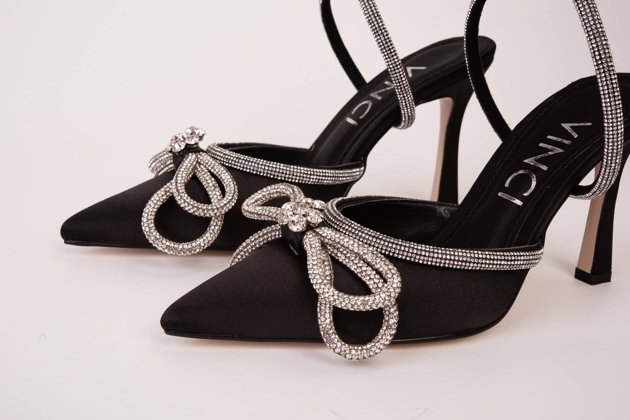 The Floransa Black Leather Pointy Toe Ankle Strap Women Sandal Final Sale!