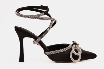 The Floransa Black Leather Pointy Toe Ankle Strap Women Sandal Final Sale!