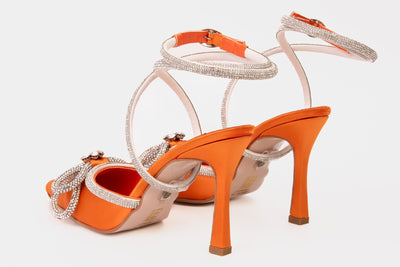 The Floransa Orange Leather Pointy Toe Ankle Strap Women Sandal Final Sale!
