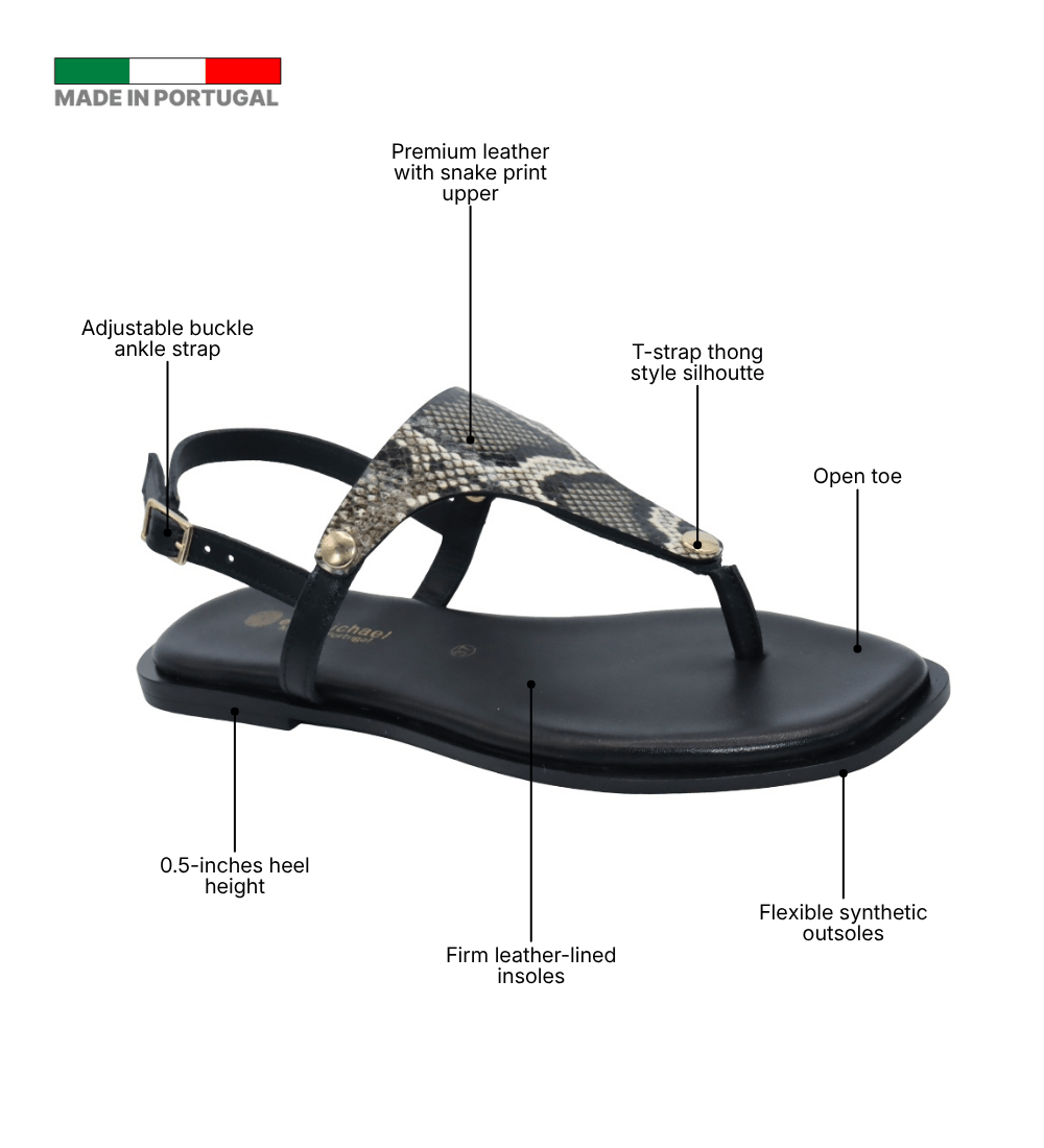 Eric Michael Beach Women’s Leather T-Strap Sandal