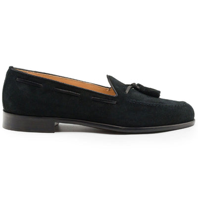 Zelli Italia 16-583-BLK FRANCO Suede Calfskin Tassel Loafer, Black Side View