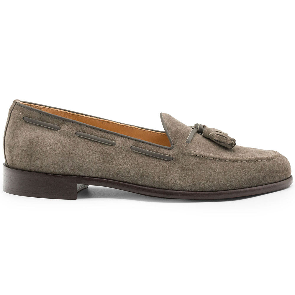 Zelli Italia 16-583-TPE FRANCO Suede Calfskin Tassel Loafer, Taupe Side View