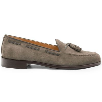 Zelli Italia 16-583-TPE FRANCO Suede Calfskin Tassel Loafer, Taupe Side View