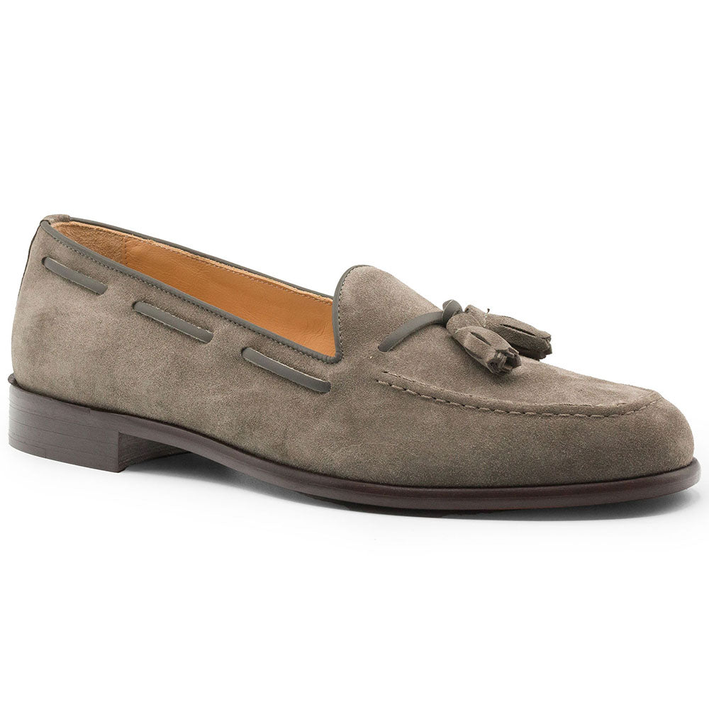 Zelli Italia 16-583-TPE FRANCO Suede Calfskin Tassel Loafer, Taupe Front View