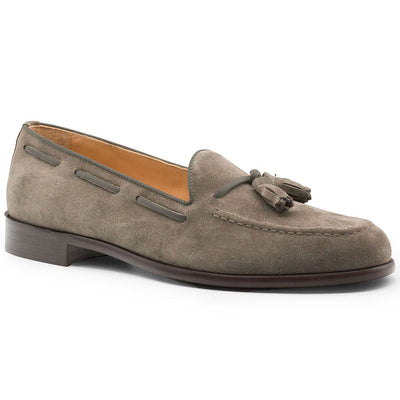 Zelli Italia 16-583-TPE FRANCO Suede Calfskin Tassel Loafer, Taupe Front View
