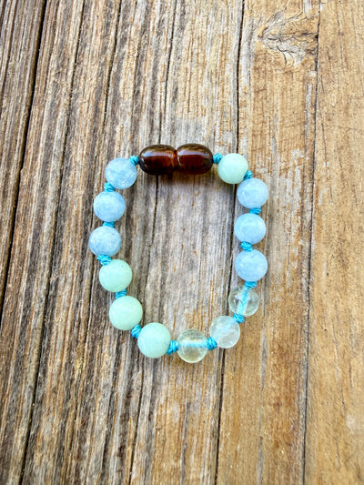Amazonite + Aquamarine + Fluorite || Gemstone Anklet or Bracelet