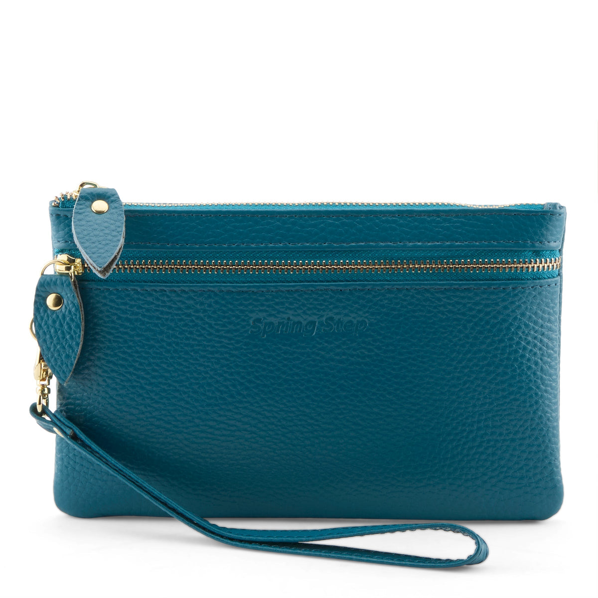 Spring Step Leather Wristlet — TEAL