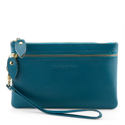 Spring Step Leather Wristlet — TEAL