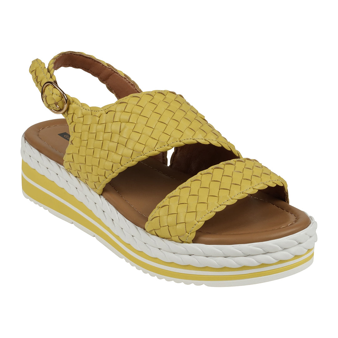 Gallant Mustard Double Band Slingback Platform Sandals – product view 1