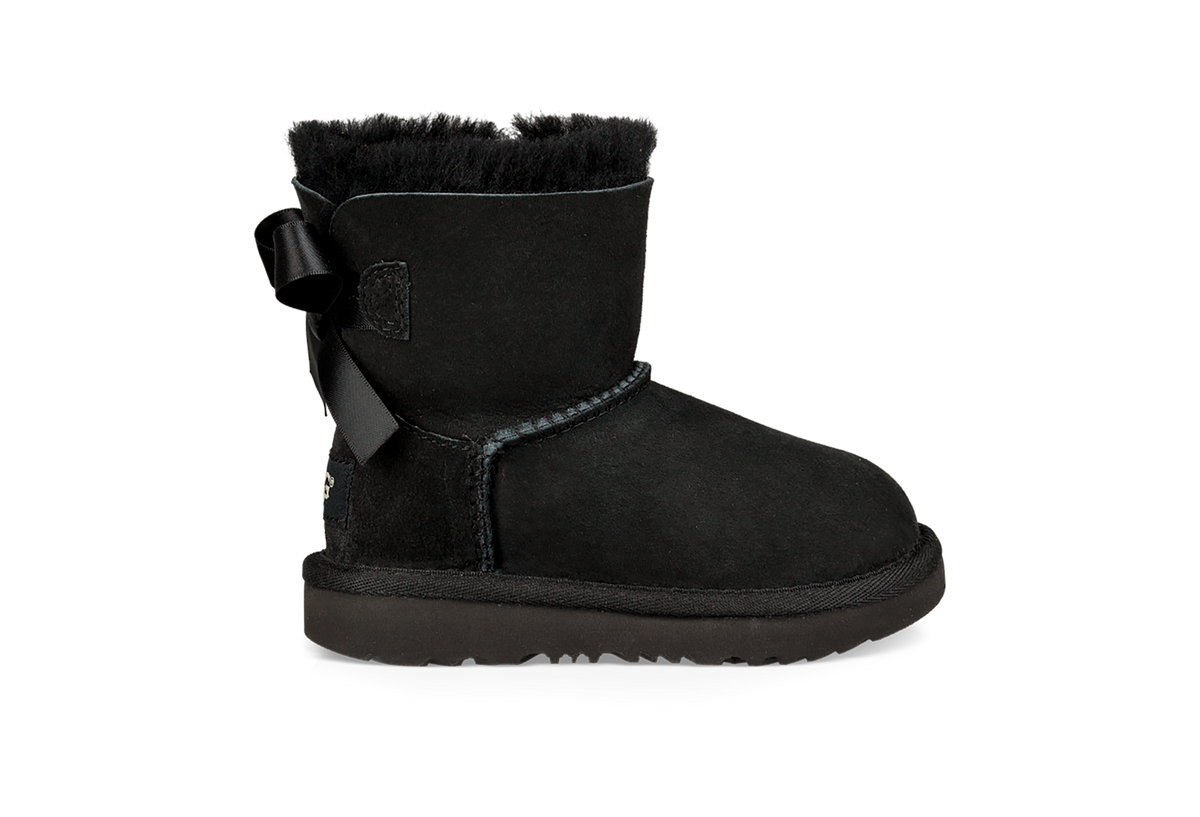 UGG Mini Bailey Bow II Toddlers' (TD) Boots — Black Sheepskin
