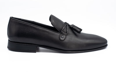 Vinci Leather The Modica Black Leather Tassel Loafer Final Sale! – product view 1