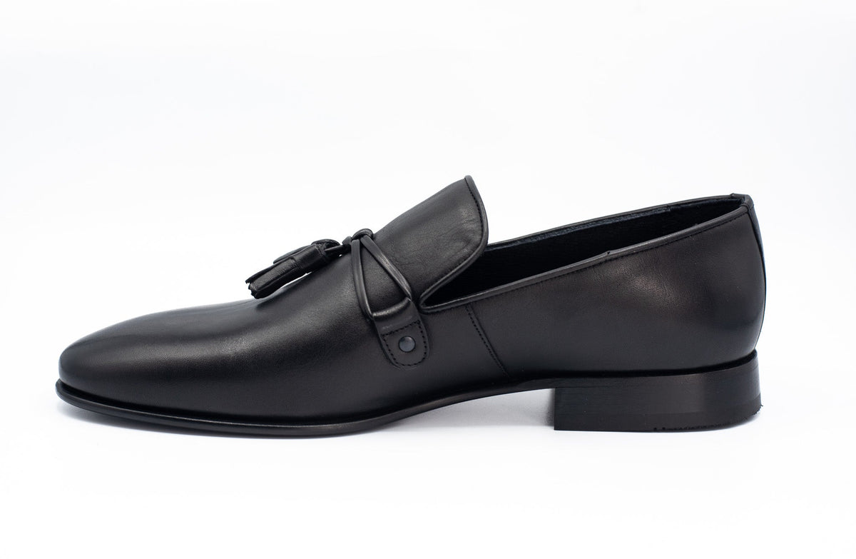 Vinci Leather The Modica Black Leather Tassel Loafer Final Sale! – product view 5