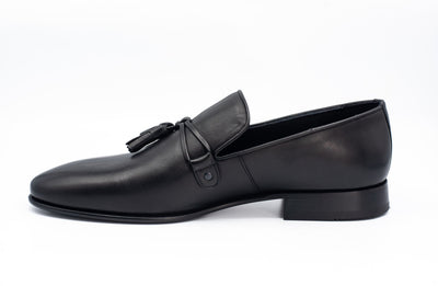 Vinci Leather The Modica Black Leather Tassel Loafer Final Sale! – product view 5