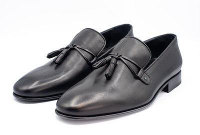 Vinci Leather The Modica Black Leather Tassel Loafer Final Sale! – product view 2