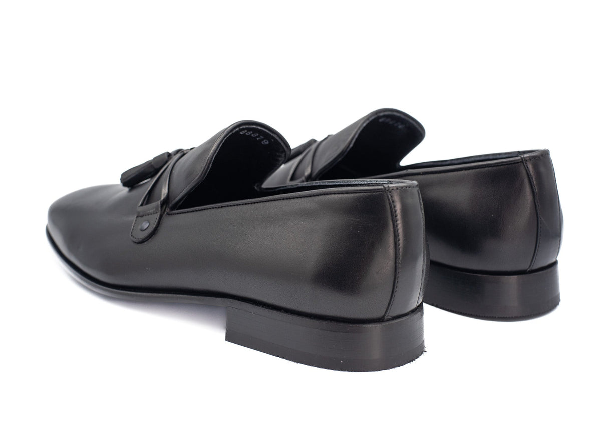 Vinci Leather The Modica Black Leather Tassel Loafer Final Sale! – product view 4