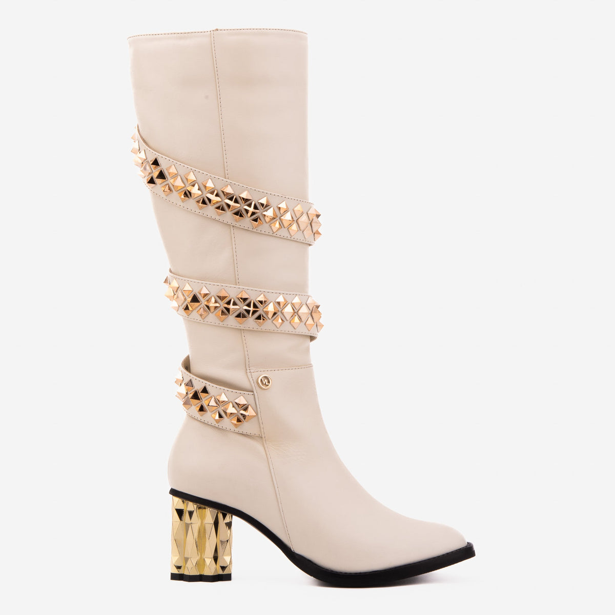 Vinci Leather The Gladiator Cream Leather Knee High Women Boot – product view 1
