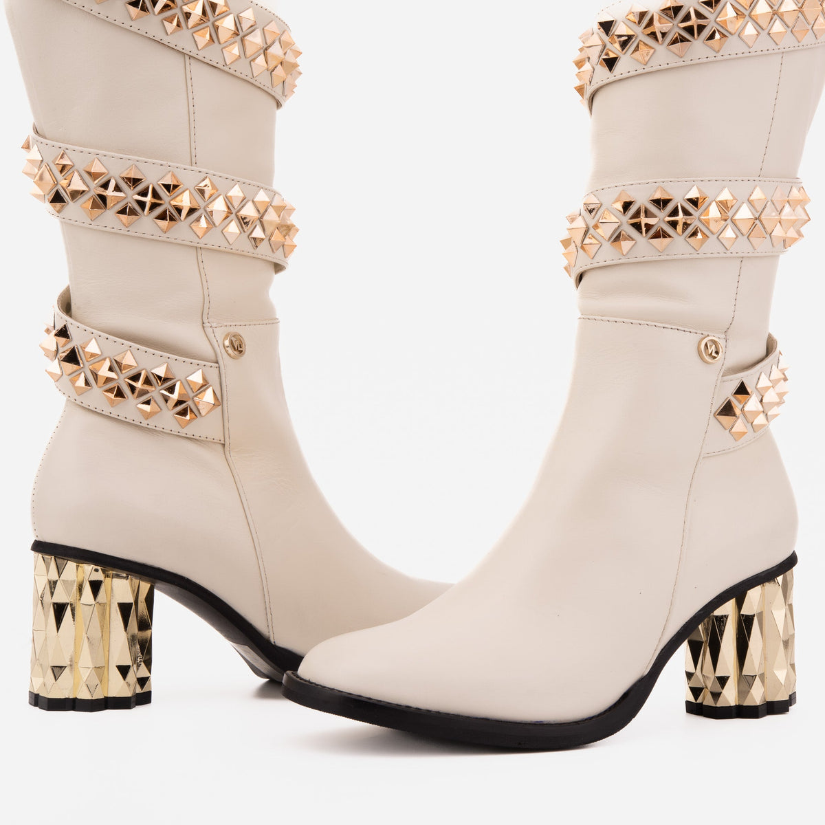 Vinci Leather The Gladiator Cream Leather Knee High Women Boot – product view 6