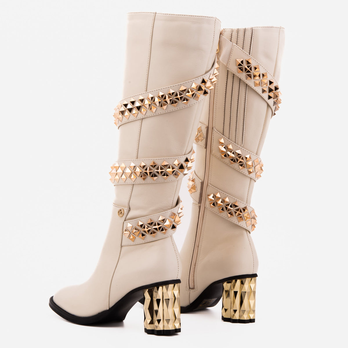 Vinci Leather The Gladiator Cream Leather Knee High Women Boot – product view 8