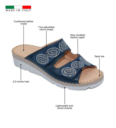 Glitz Gem-Studded Leather Sandal
