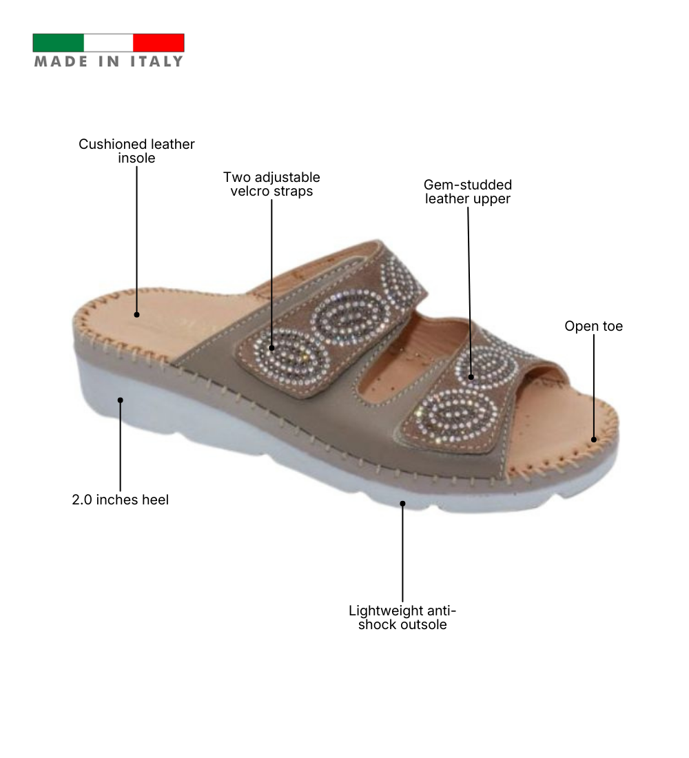 Glitz Gem-Studded Leather Sandal