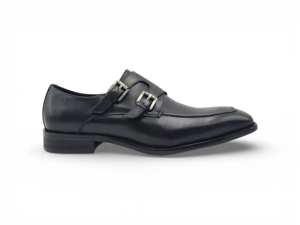 Carrucci Shoes Calfskin Double Monk Loafer KS509 05 Premium Craft Footwear front view