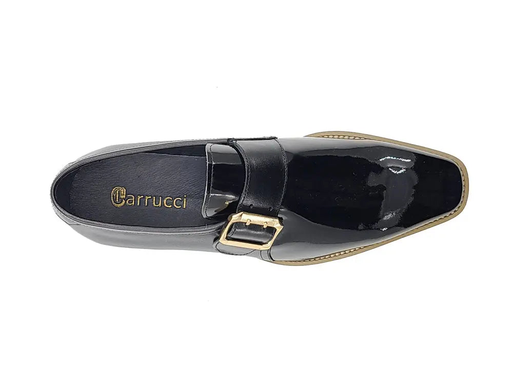 Carrucci Shoes Monkstrap Slip On Classic Leather Patent KS515 38P view 14