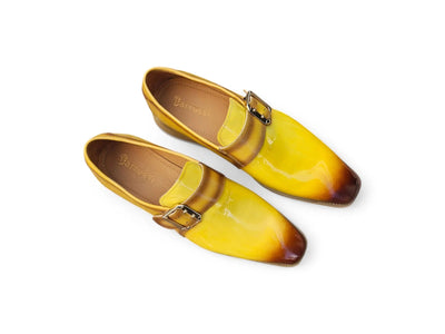Carrucci Shoes Monkstrap Slip On Classic Leather Patent KS515 38P side view